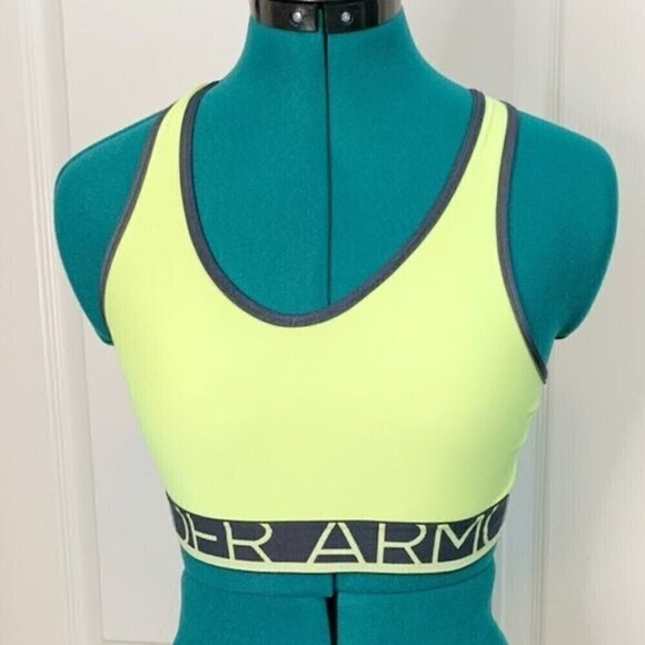 Under Armour Racer Back Fluorescent Unpadded Lightweight Sports Bra - Picture 1 of 7